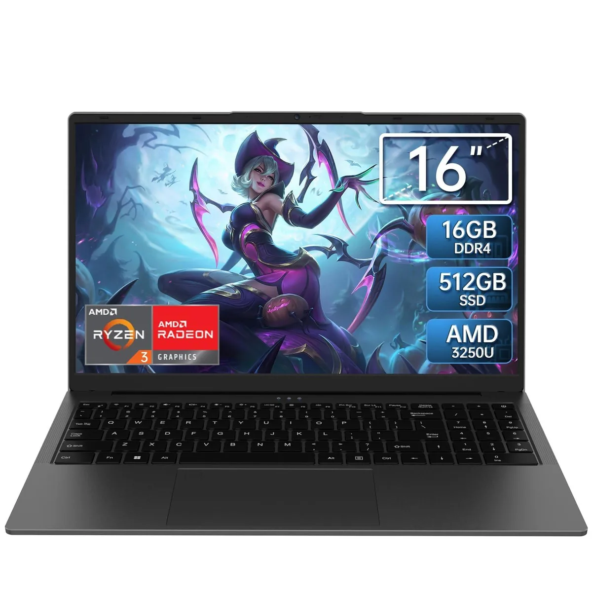 KurieTim KurieTim 16" laptop Ryzen 3 3250U 16GB 512GB SSD Gray — toote foto