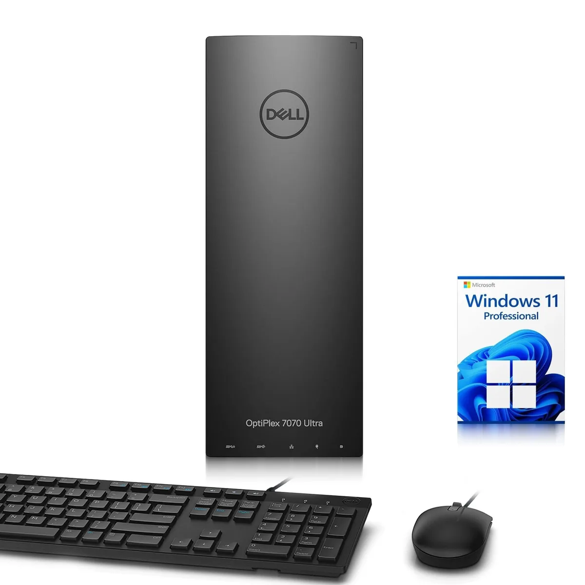 Compact Dell OptiPlex 7070 Ultra desktop in matte black finish