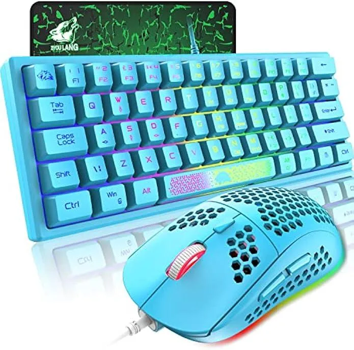 TAURKENAM TAURKENAM 60% Gaming Keyboard and Mouse Combo Blue 62 Keys 6400 DPI — fotografia produktu