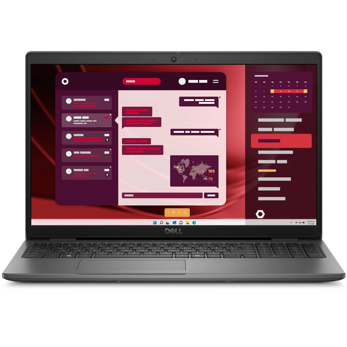Silver 15.6 inch laptop with matte screen and keyboard