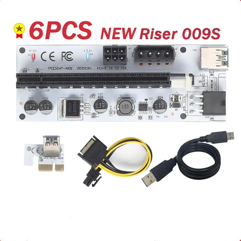 AFRNDK AFRNDK VER009S PCI-E 1x to 16x Riser Kit 6pcs 60cm USB 3.0 SATA Power — photo du produit