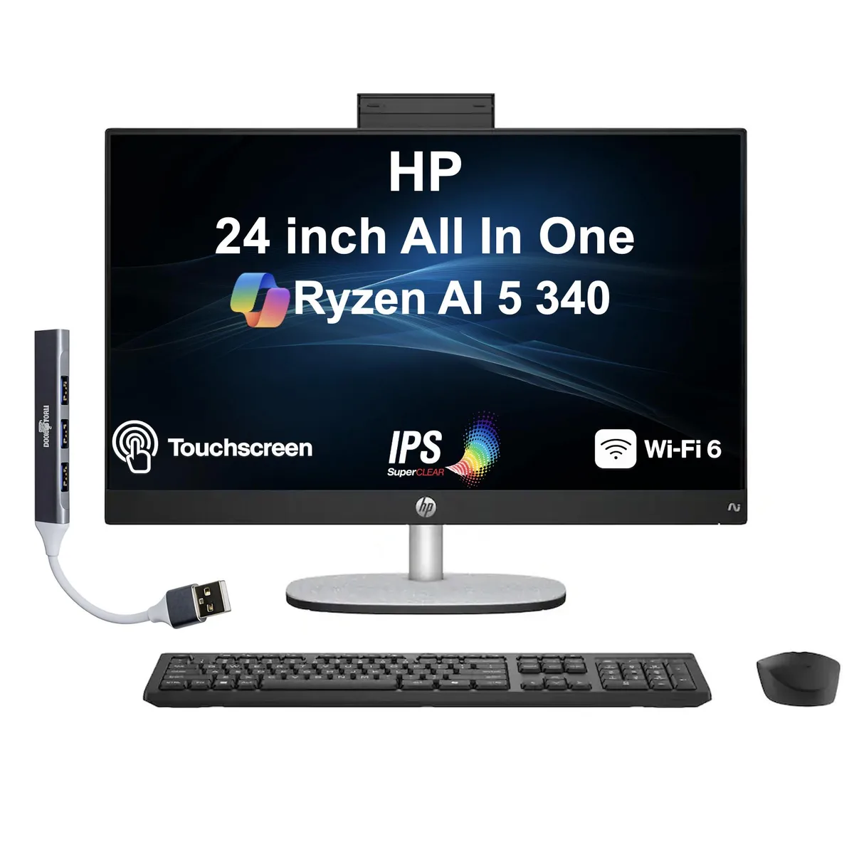 HP HP 24 All-in-One PC Ryzen AI 5 340 16GB DDR5 512GB NVMe 23.8" Touchscreen Win 11 Pro — صورة المنتج