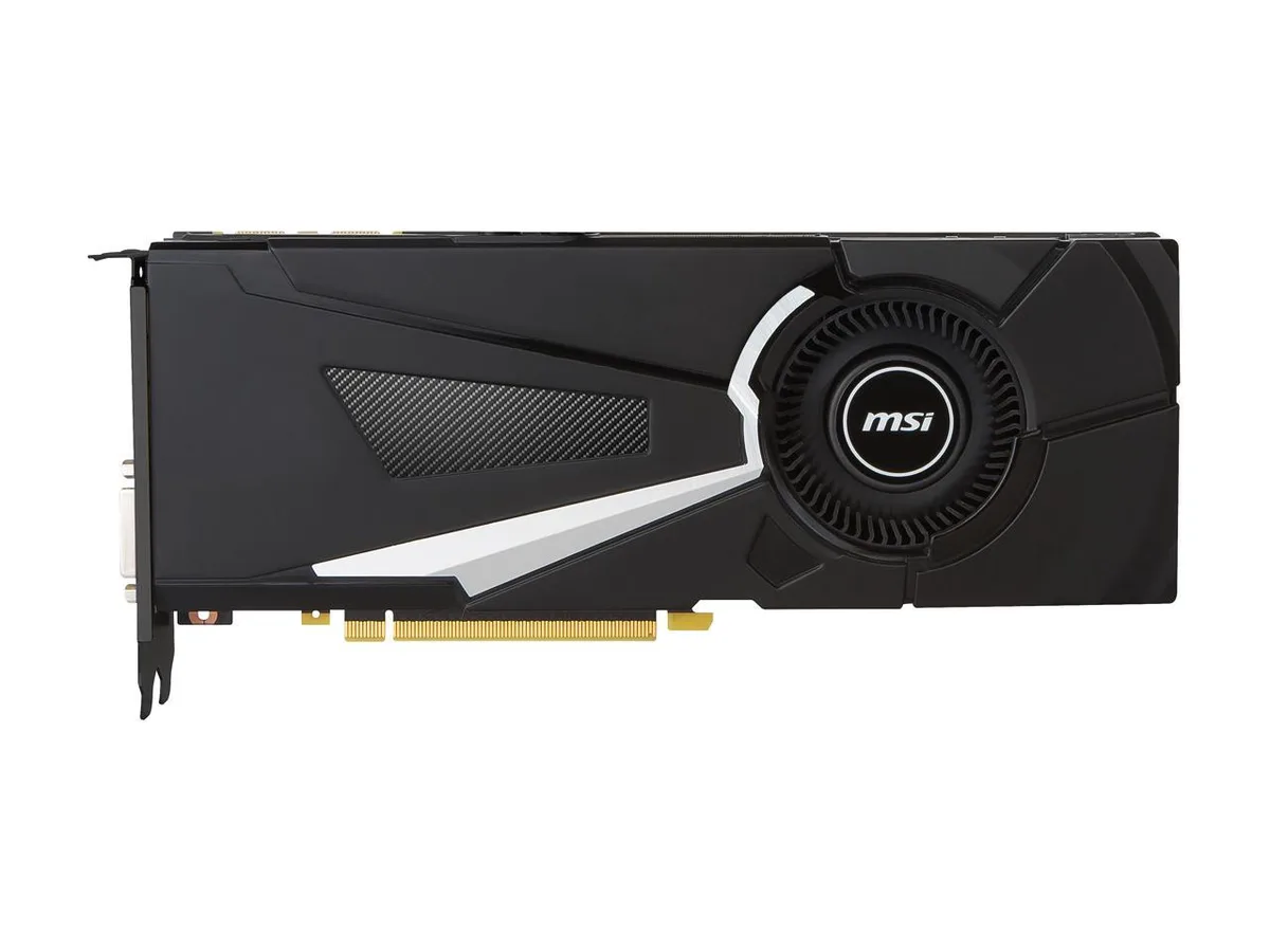 MSI GeForce GTX 1070 Ti AERO 8G graphics card with dual-fan cooler and silver backplate