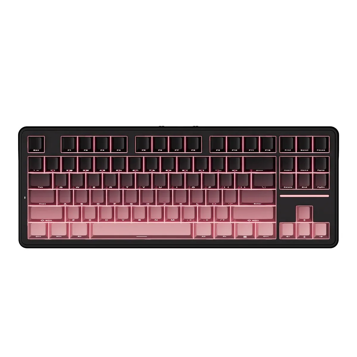 Compact TKL mechanical keyboard in blackberry finish with RGB backlighting