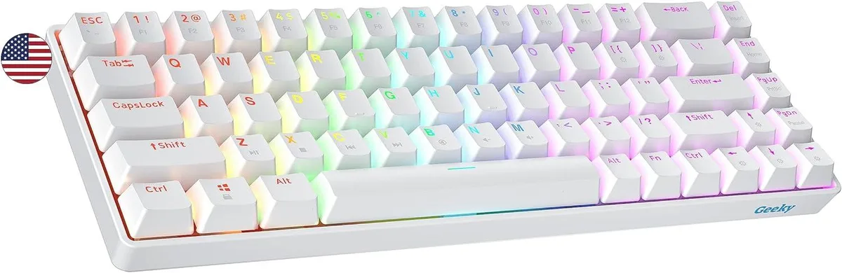 TUKO TUKO Geeky GK65 65% Hot-Swappable Mechanical Gaming Keyboard 68 Keys White Brown Switches — fotografia produktu