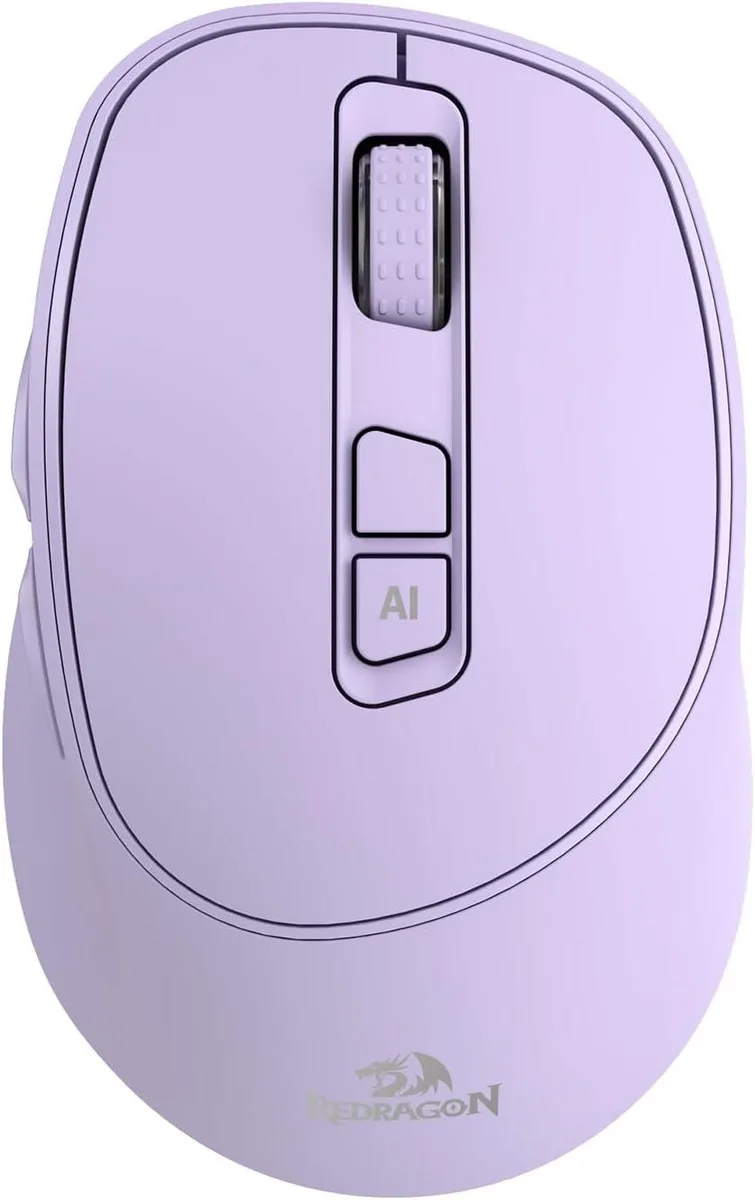 Purple ergonomic wireless mouse with side buttons