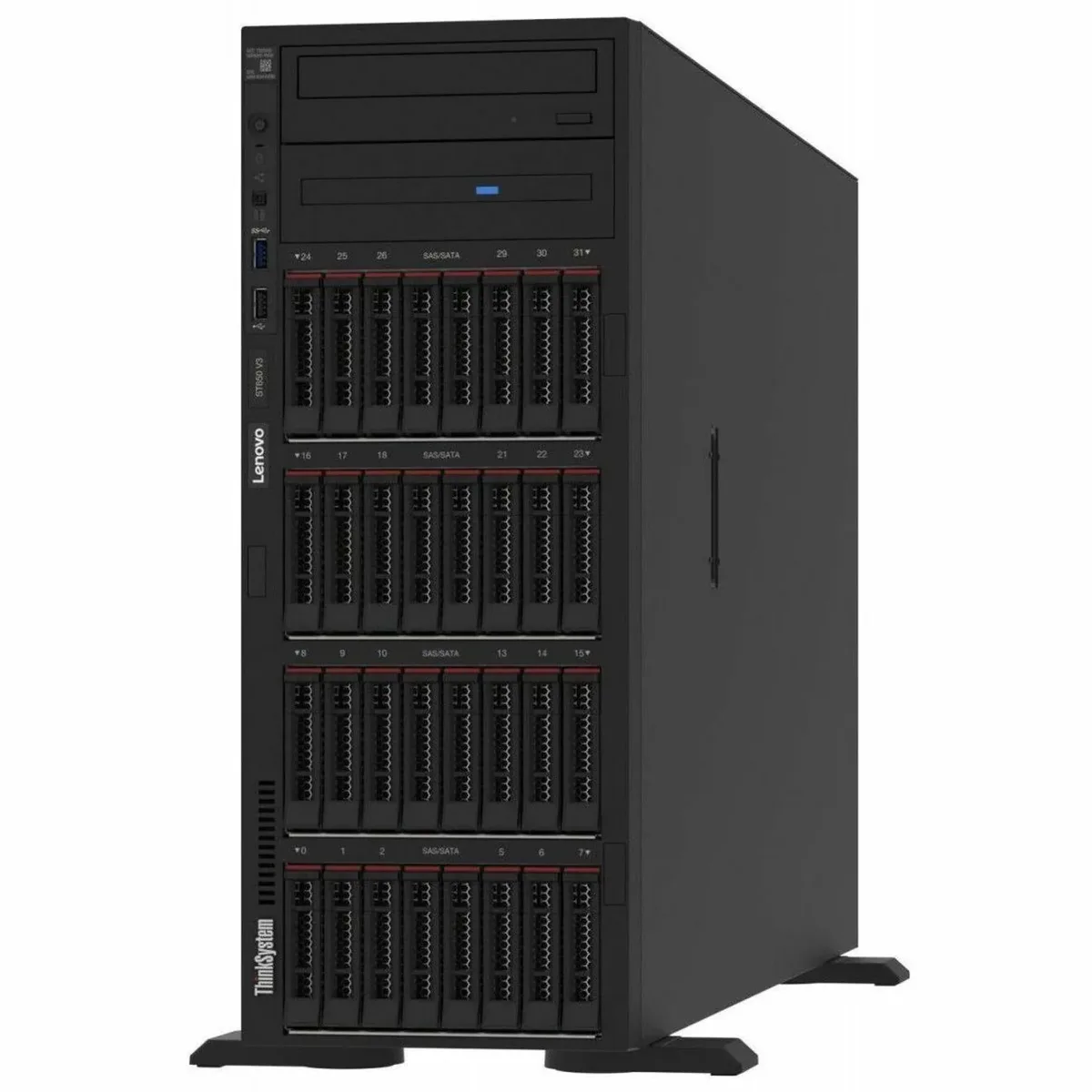 Lenovo ThinkSystem ST650 V3 4U tower server in dark grey finish