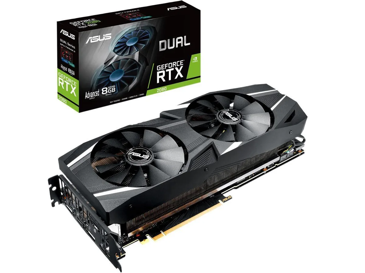 ASUS ASUS DUAL-RTX2080-A8GProduct GeForce RTX 2080 8GB GDDR6 graphics card — photo du produit