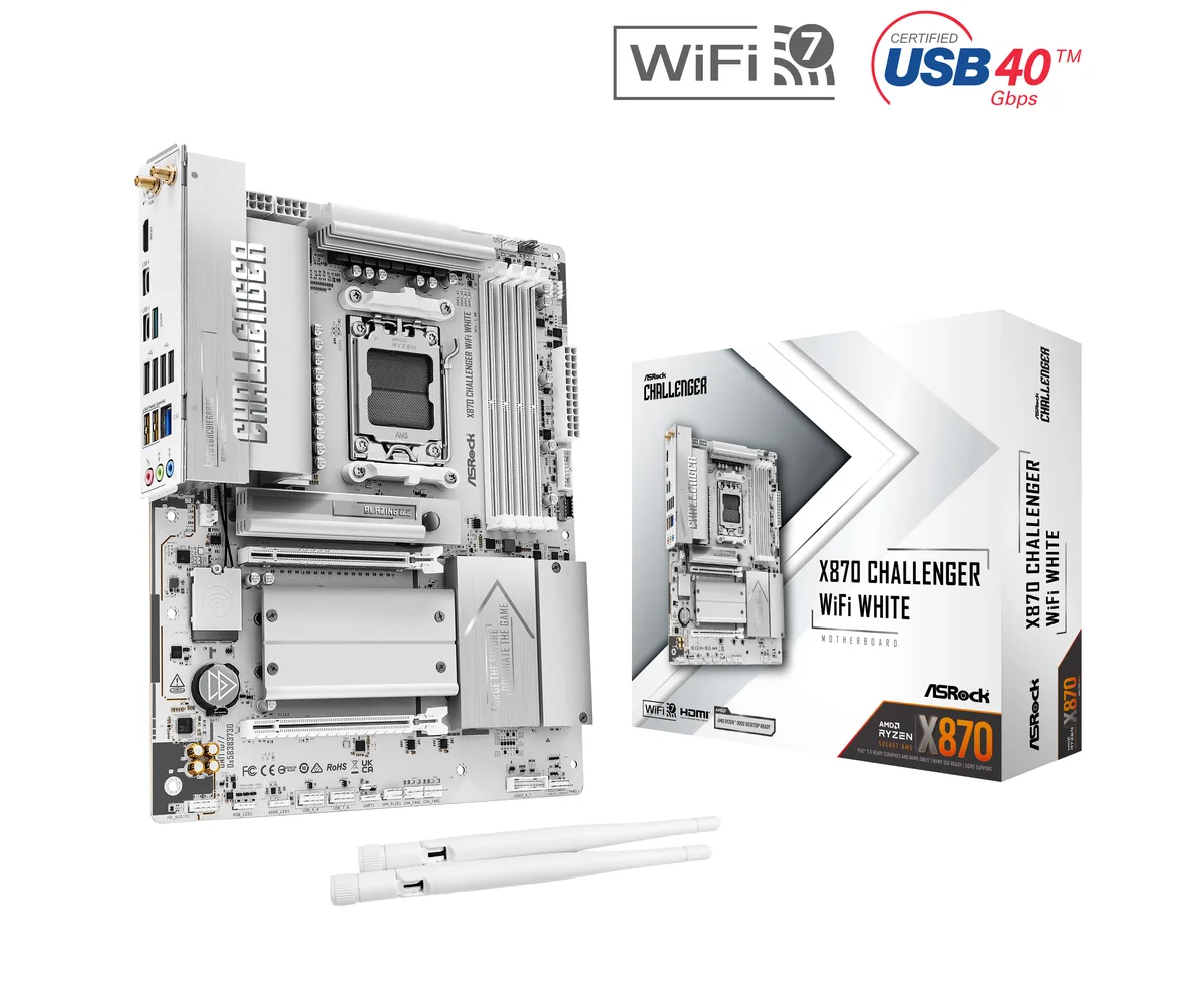 ASRock ASRock X870 Challenger WiFi White AMD motherboard — product photo