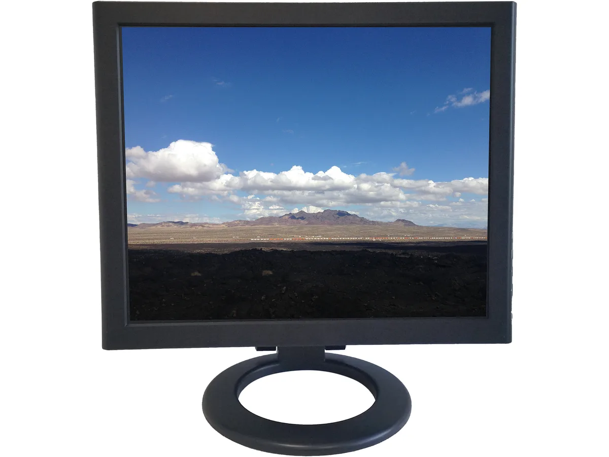 Black 17 inch flat panel monitor with HDMI BNC and D-Sub ports