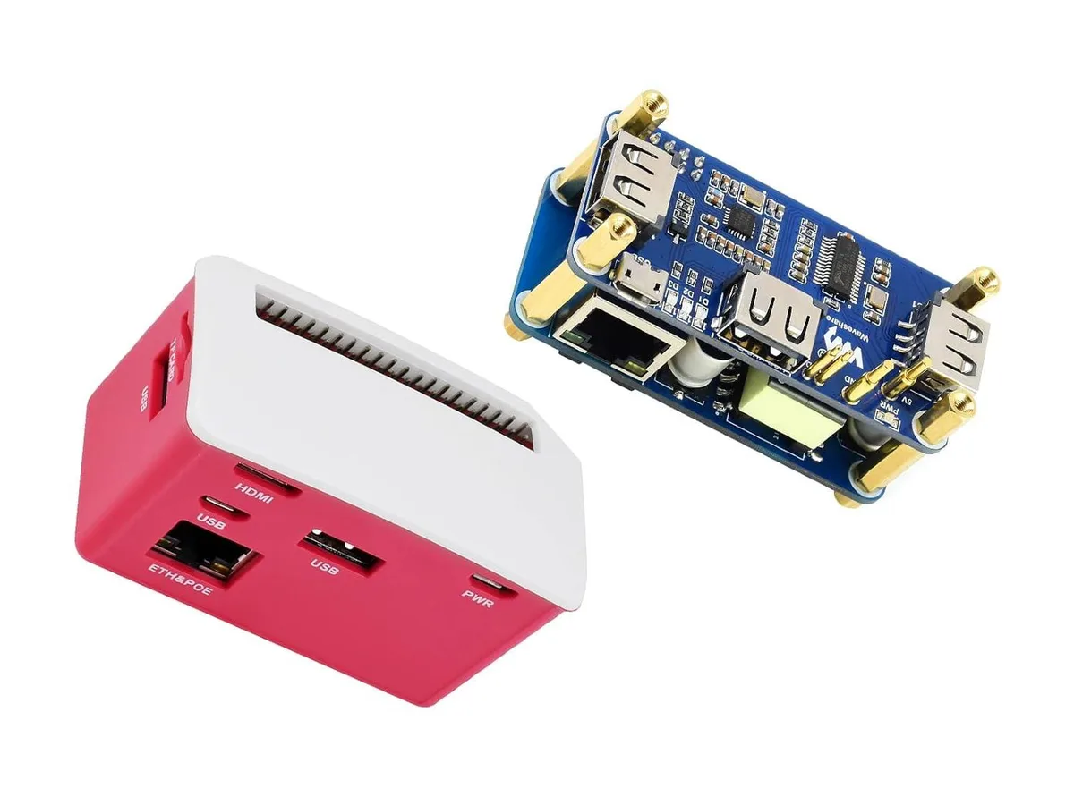 LORDWORLD LORDWORLD PoE Ethernet USB Hub HAT with ABX Case for Raspberry Pi Zero — foto produk