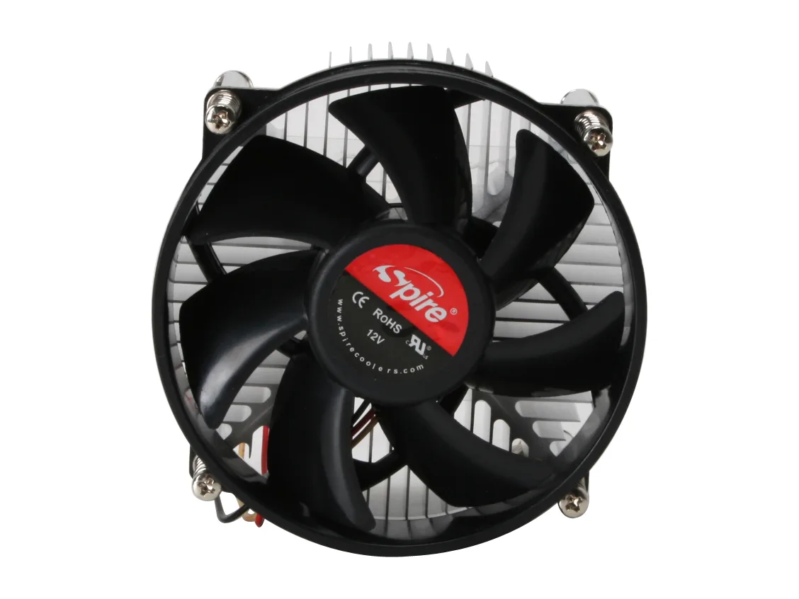 Black 90mm sleeve-bearing fan on compact aluminium heatsink
