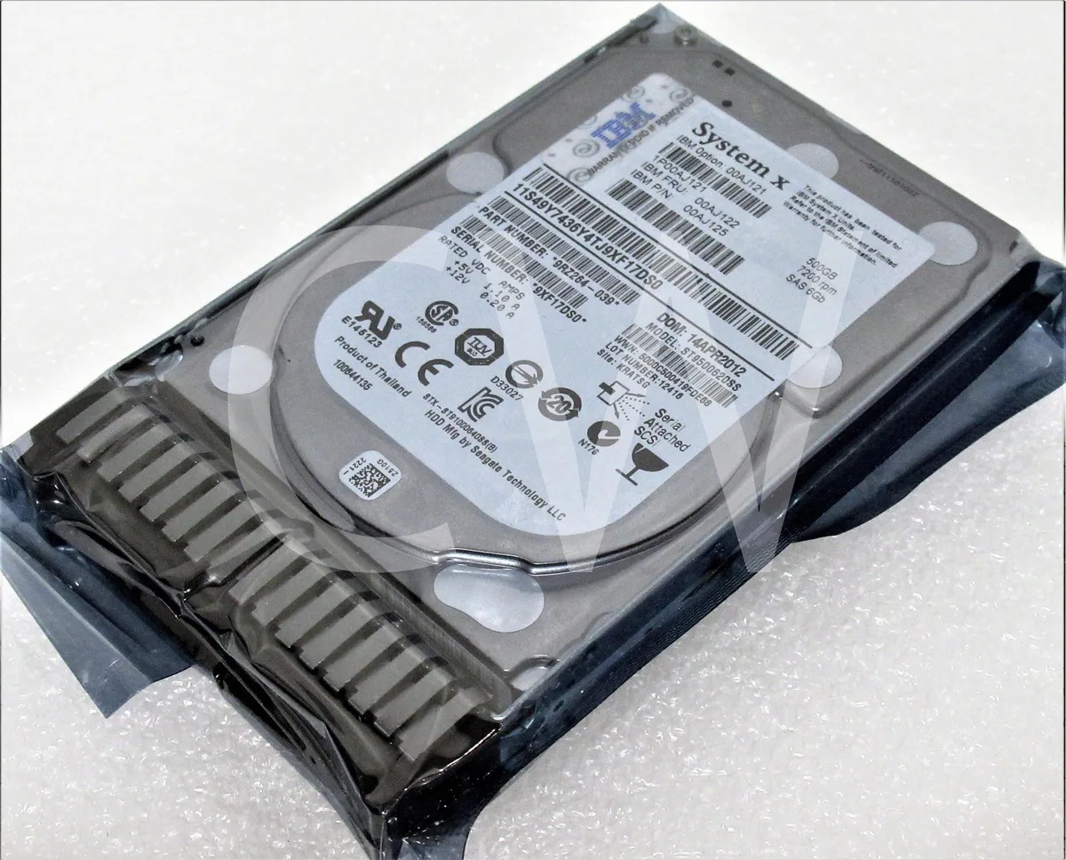 2.5 inch SAS hard drive with black metal casing and attached tray