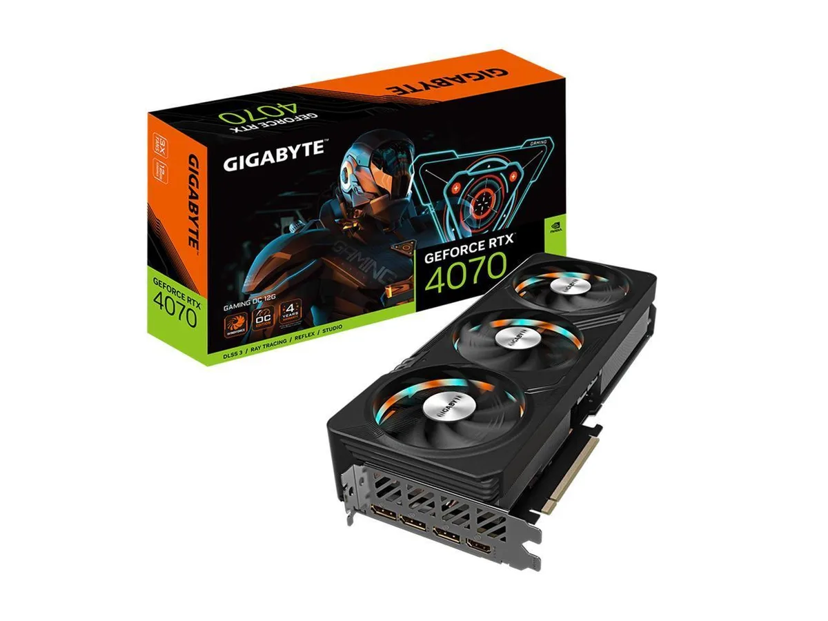 GIGABYTE Gaming GeForce RTX 4070 12GB GDDR6X OC graphics card, triple-fan cooler, dark finish