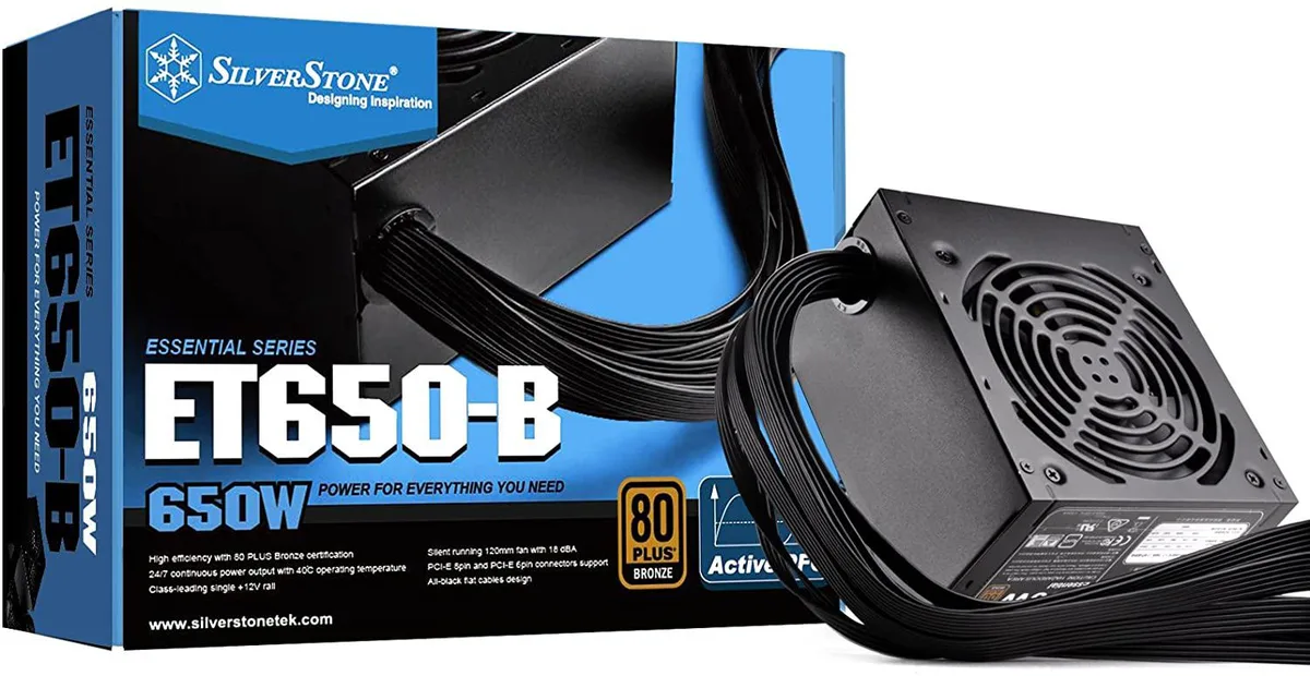 Silverstone Technology SilverStone Technology ET650-B 650 Watt 80 Plus Bronze ATX power supply — photo du produit