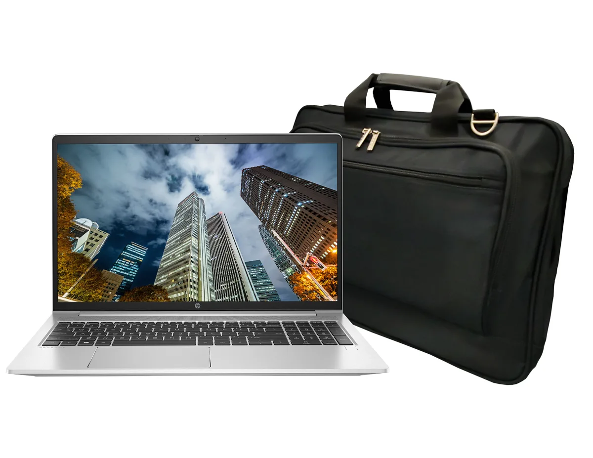 Silver 15.6 inch laptop with matching bag