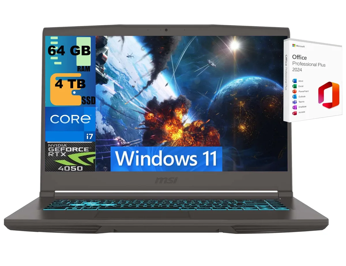 Gray gaming laptop, thin profile, 15.6 inch screen, backlit keyboard
