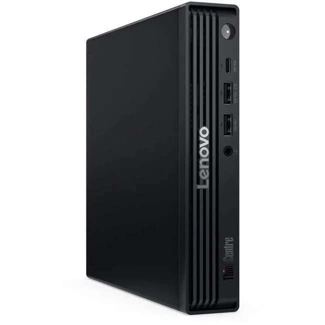 Tiny black desktop mini PC, compact square form factor