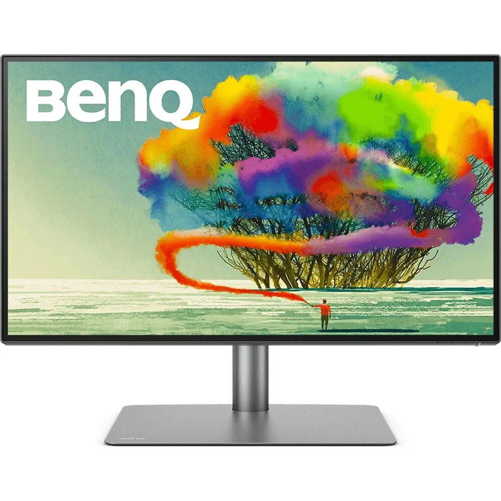 Black 27-inch IPS monitor with thin bezels and ergonomic stand