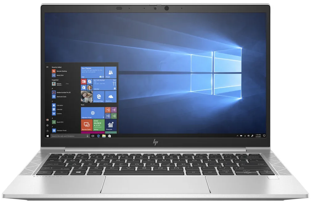 Silver ultraportable laptop closed showing HP logo on lid