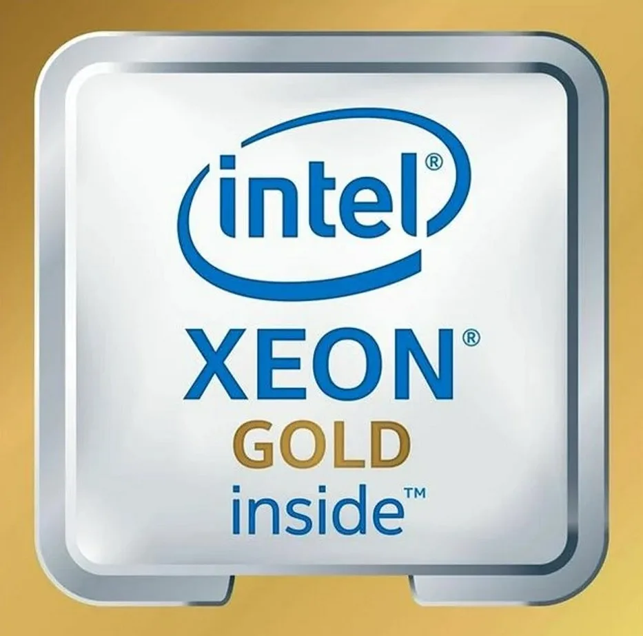 Square gold processor with silver heat spreader, green substrate and gold contact pads