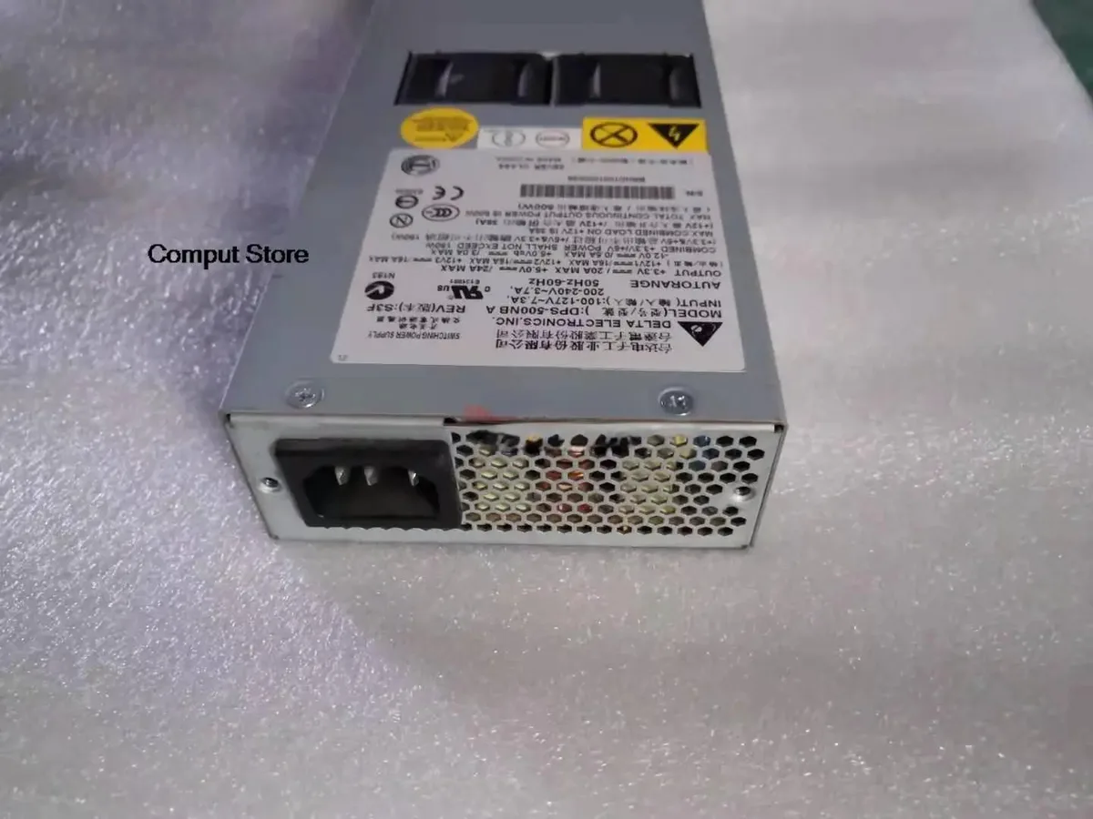 Silver 1U server power supply unit with front handle and rear connector