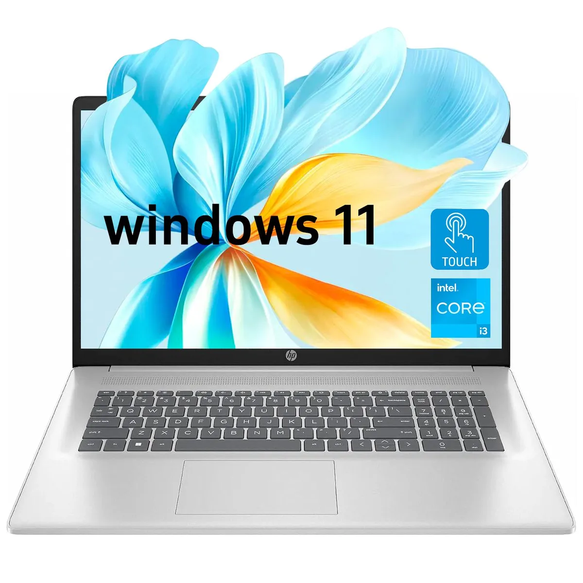 HP HP Essential 17-CN3103NR laptop 17.3" HD+ touchscreen i3-N305 4GB 128GB Silver — Produktfoto