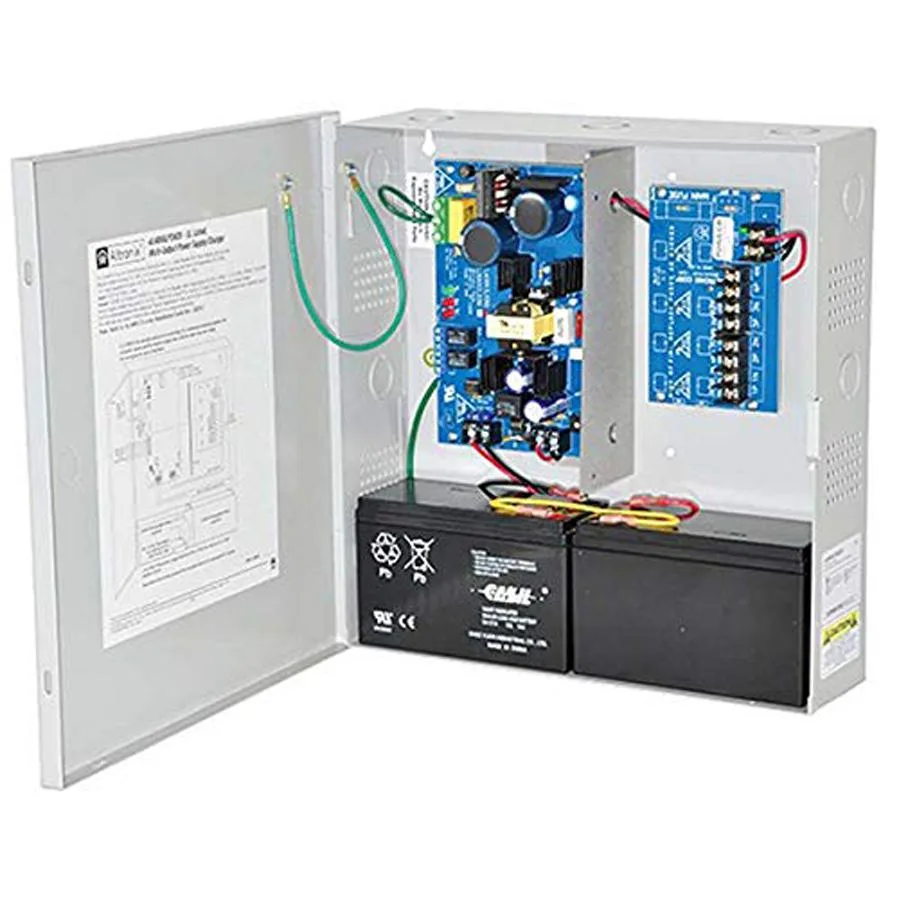 Grey steel enclosure with cam lock, 13 by 13.5 inches