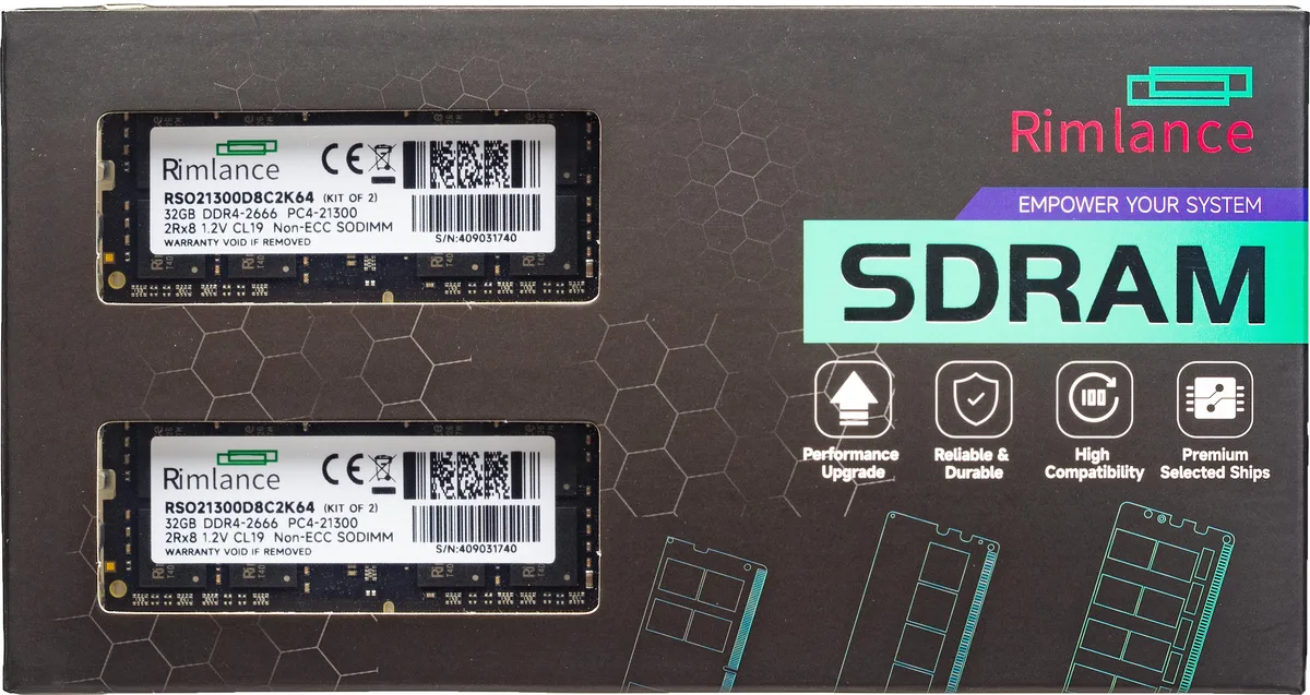 RIMLANCE RIMLANCE 64GB (2×32GB) DDR4 2666MHz CL19 1.2V SODIMM laptop RAM — foto produk