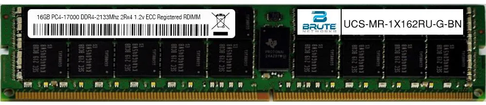 Brute Networks Brute Networks UCS-MR-1X162RU-G Cisco Compatible 16GB DDR4 2133 CL15 2Rx4 Load Reduced RDIMM server RAM — photo du produit