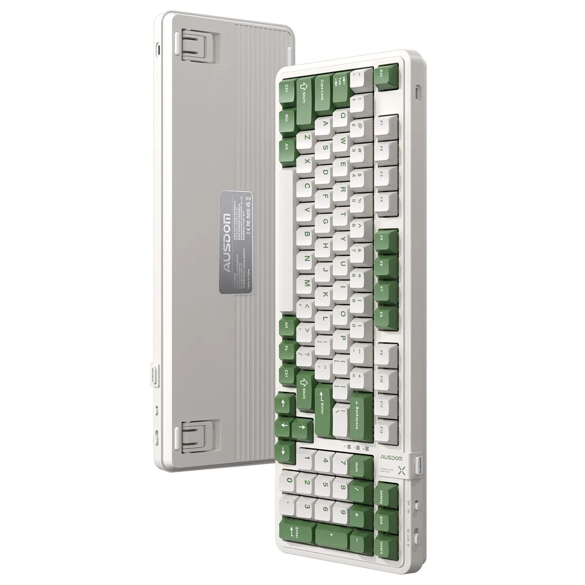AUSDOM AUSDOM 98Pro Green & White-Silent Gaming Keyboard — φωτογραφία προϊόντος