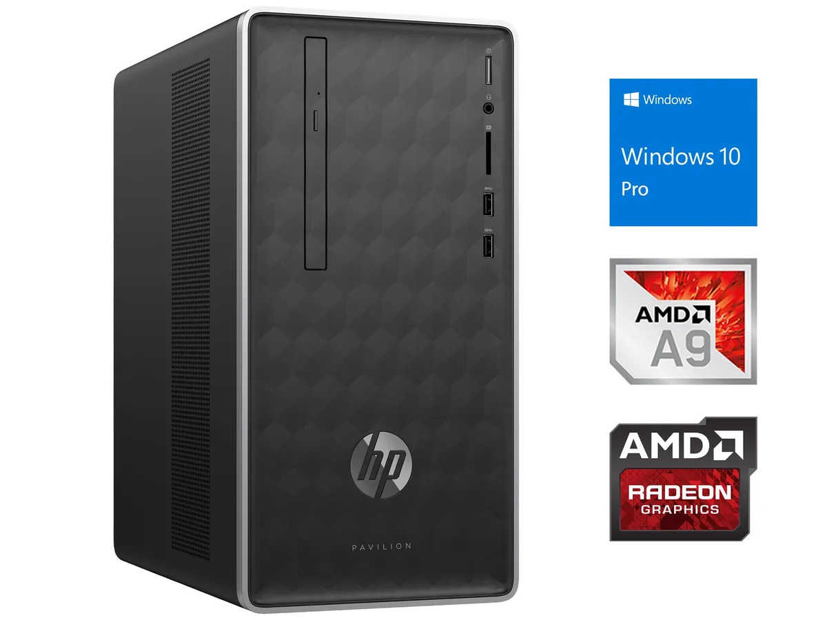 Black HP Pavilion 590 desktop tower with DVD writer and card reader
