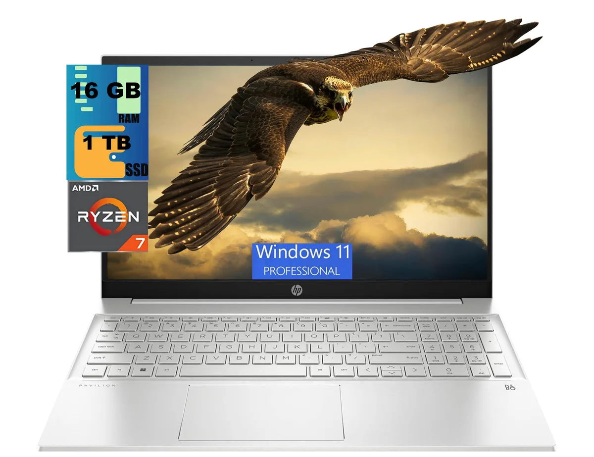 HP HP Pavilion 15 laptop Ryzen 7 7730U 16GB 1TB SSD 15.6" FHD Silver — photo du produit