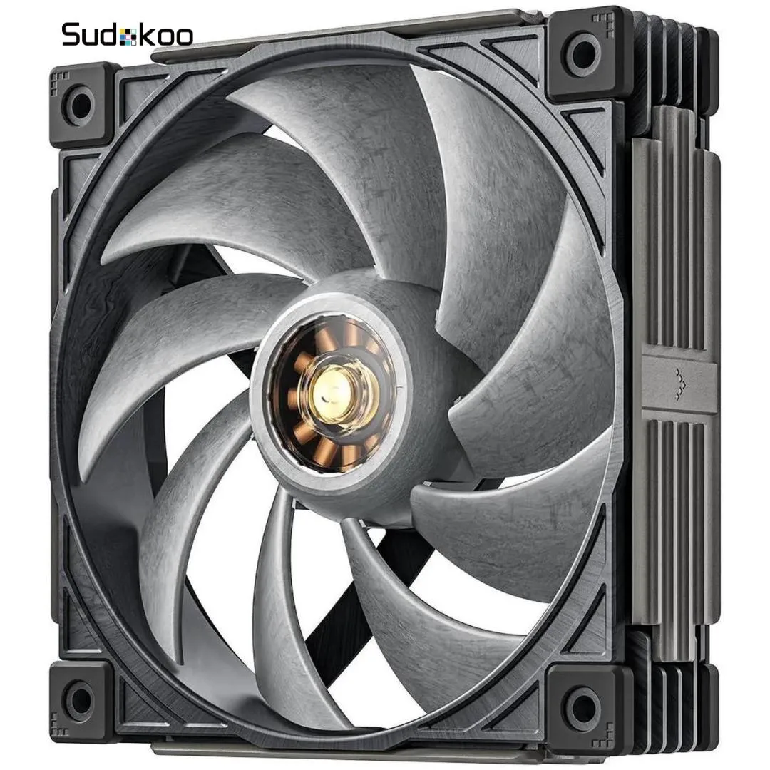Square black-grey 120mm case fan with transparent motor window and 30mm thick frame