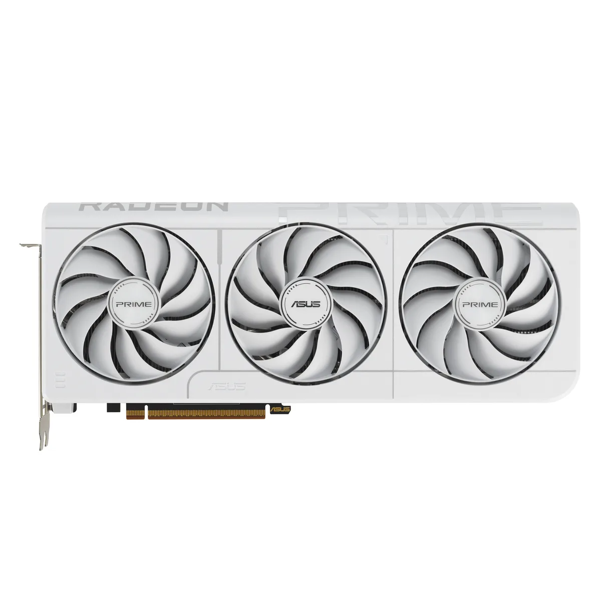 White triple-fan graphics card with silver accents, 312 mm long, 2.5-slot thickness