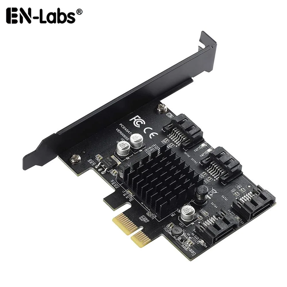 EN-Labs EN-Labs 4 Port SATA 3.0 PCIe 3.0 X1 Controller Card Marvell 88SE9215 Black — fotografija izdelka
