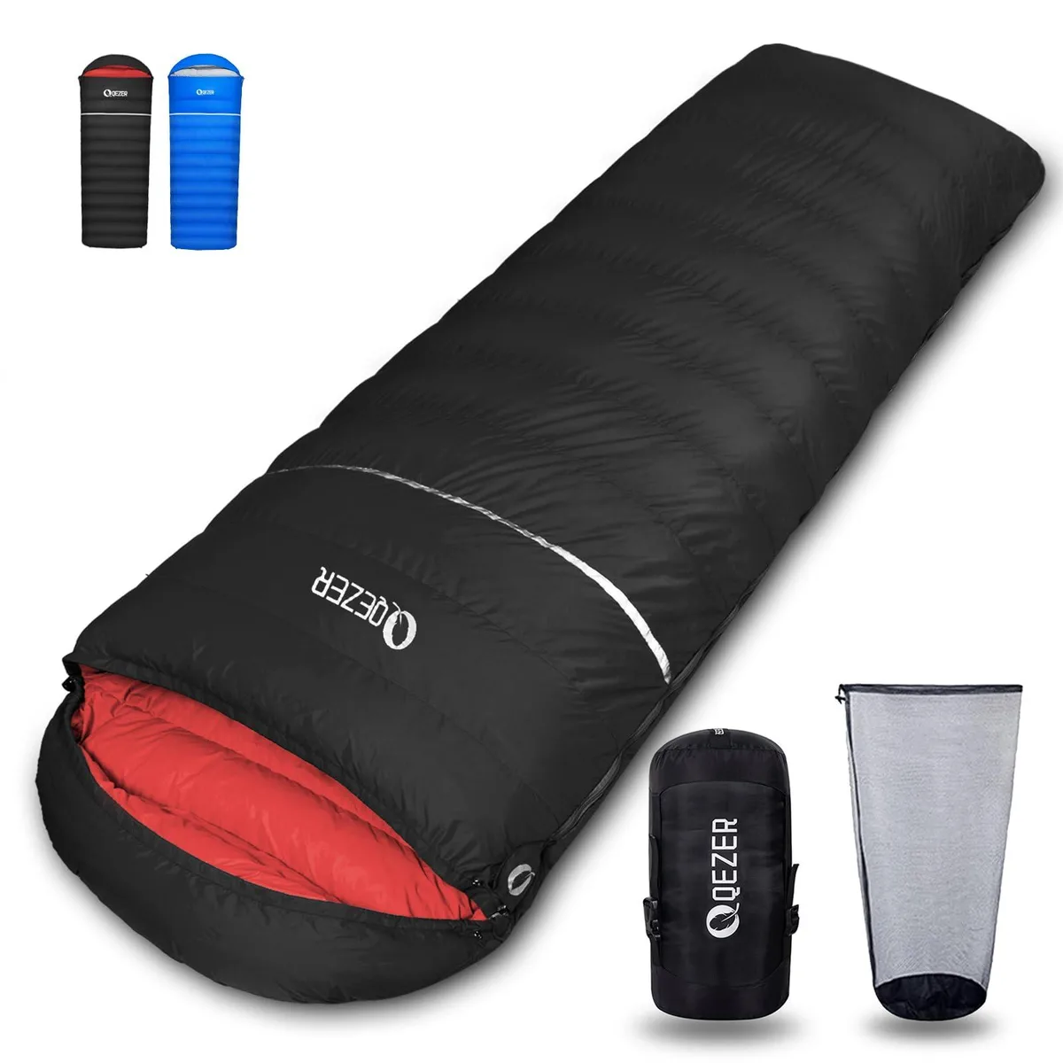  QDE-800-Black Down Sleeping Bag 600 Fill Power 800g Down Filling Black Right Zip 3.24 lbs 28°F-45°F — fotografie produktu