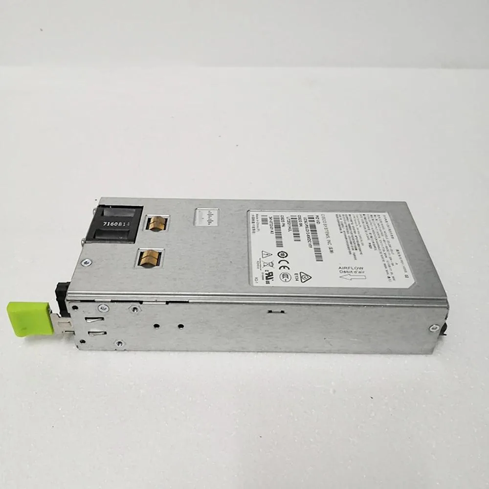 Rectangular ATX power supply unit with metal casing and cooling fan visible