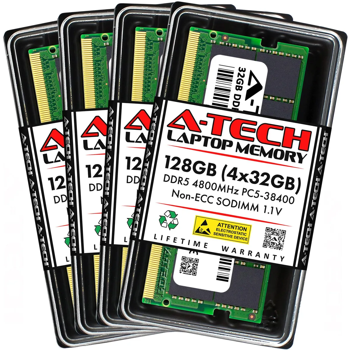 A-Tech A-Tech 128GB (4x32GB) DDR5 4800 CL40 1.1V 262-Pin SODIMM laptop RAM — product photo