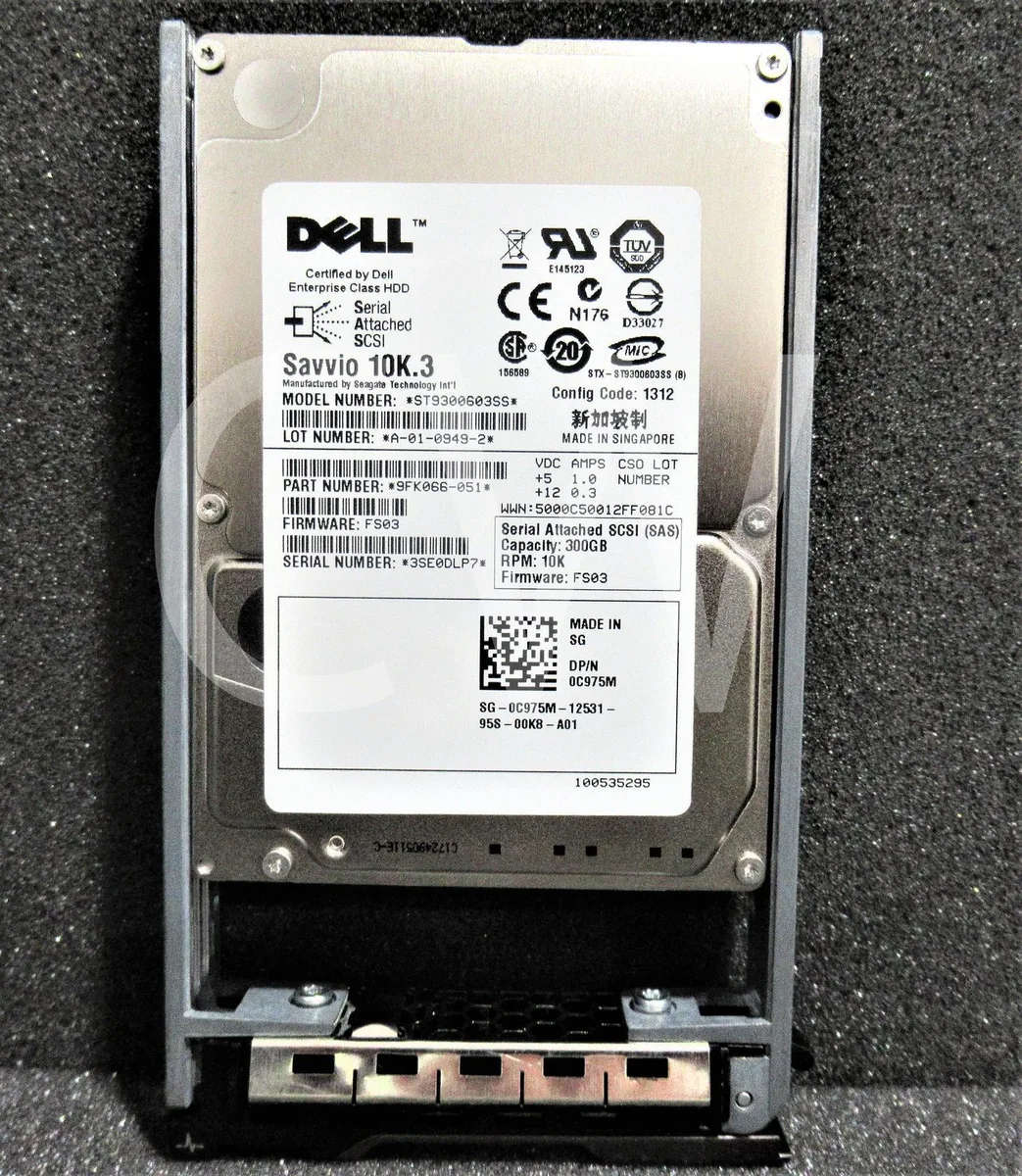 Silver 2.5 inch SAS hard drive in black caddy tray