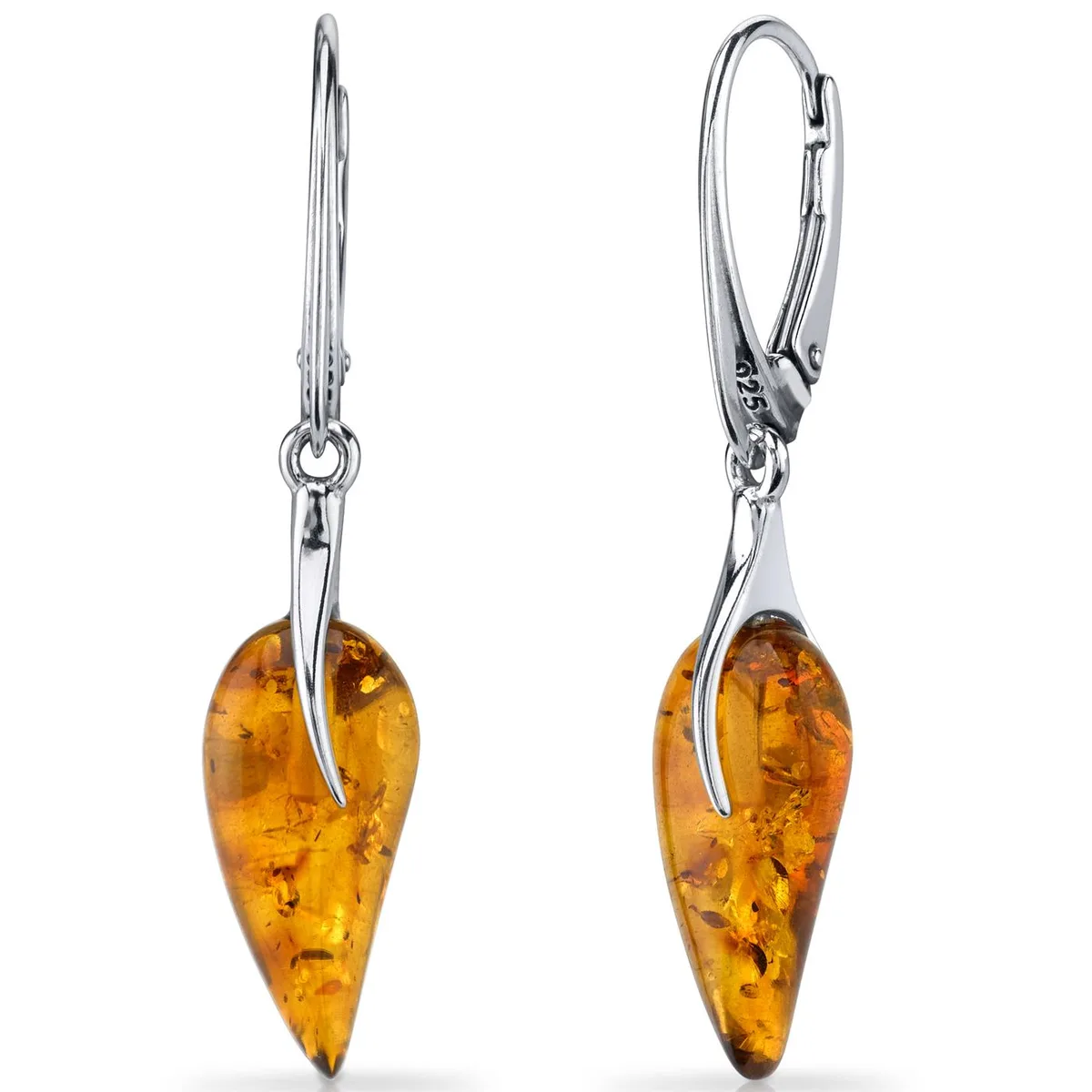 Oravo Oravo Baltic Amber French Clip Earrings Sterling Silver Cognac SE8492 — toote foto