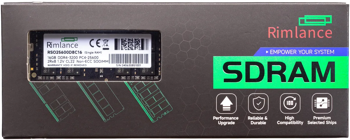 RIMLANCE RIMLANCE 16GB 1.2V DDR4 3200MHz PC4-25600 SODIMM 2RX8 laptop RAM — product photo