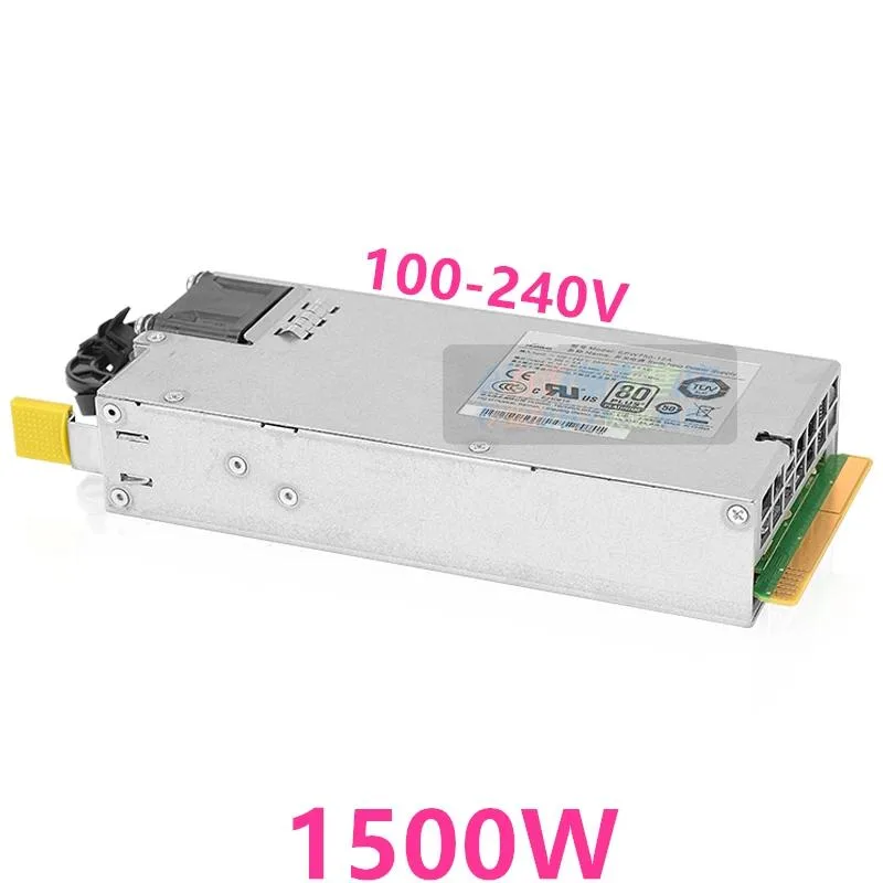 Rectangular silver ATX power supply unit with fan grille and power socket