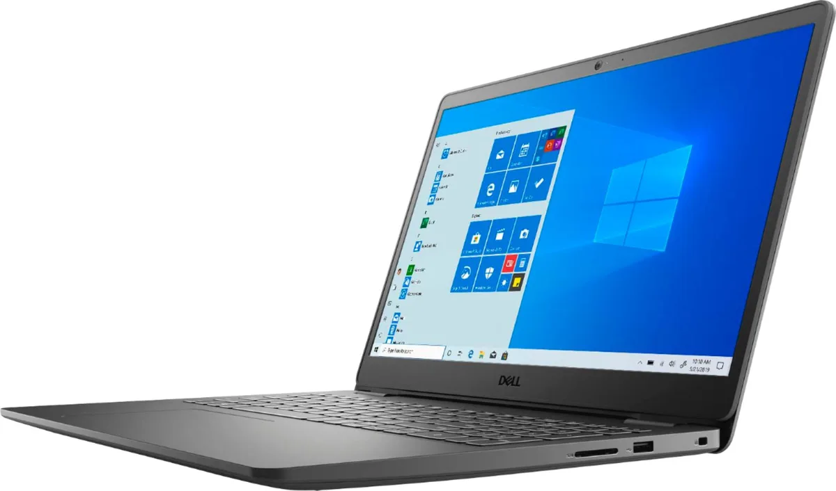 Black Dell Inspiron 15.6 inch touchscreen laptop closed view