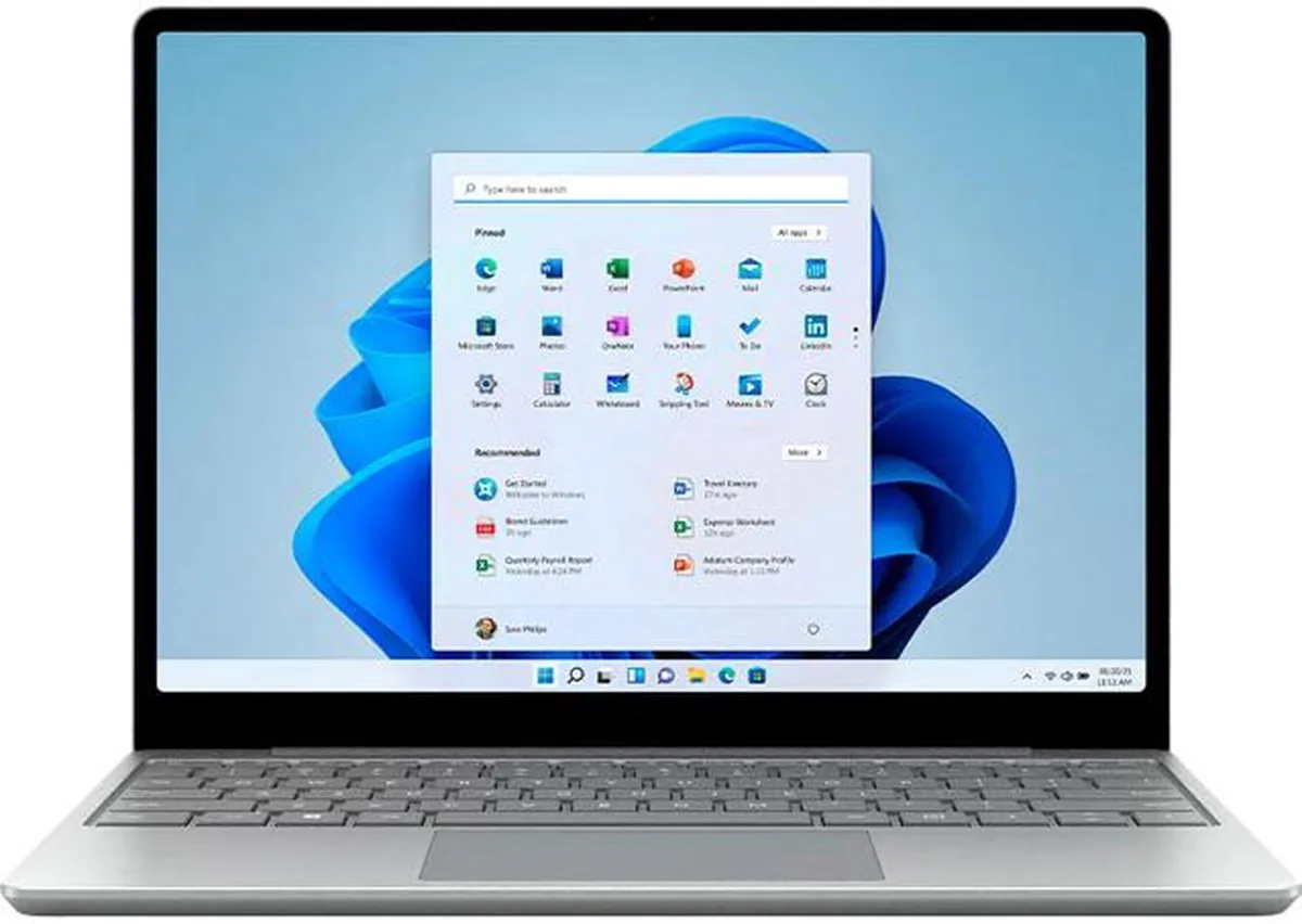 Platinum aluminium laptop with 12.4 inch touchscreen display