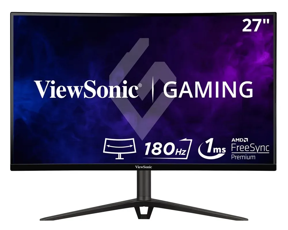 27 inch curved VA gaming monitor with matte black finish and thin bezels