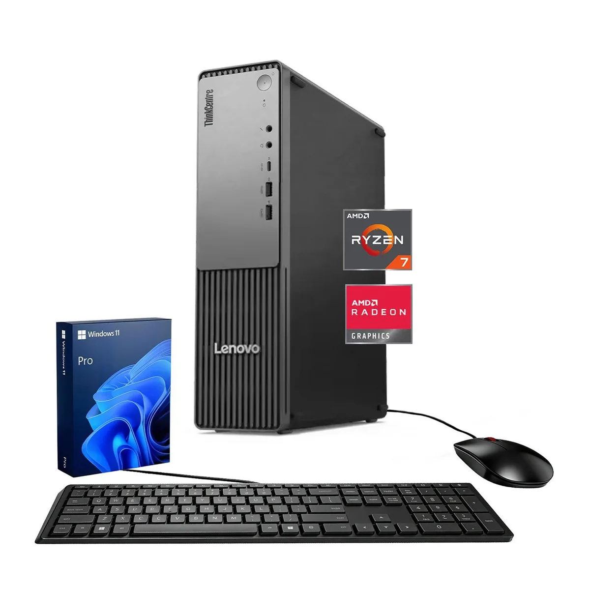 Lenovo Lenovo ThinkCentre neo 55s desktop PC, Ryzen 7 250, 32GB DDR5, 2TB SSD, Windows 11 Pro, Black — product photo