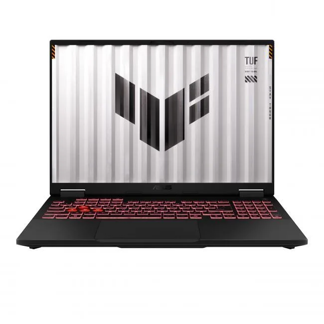 Sixteen-inch Jaeger Gray gaming laptop closed showing matte finish and TUF branding