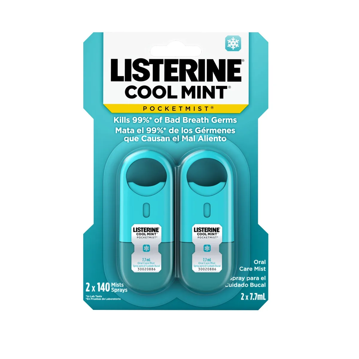 Listerine Pocketmist Cool Mint 7.7 mL x 2 oral care 012547339024 — 제품 사진
