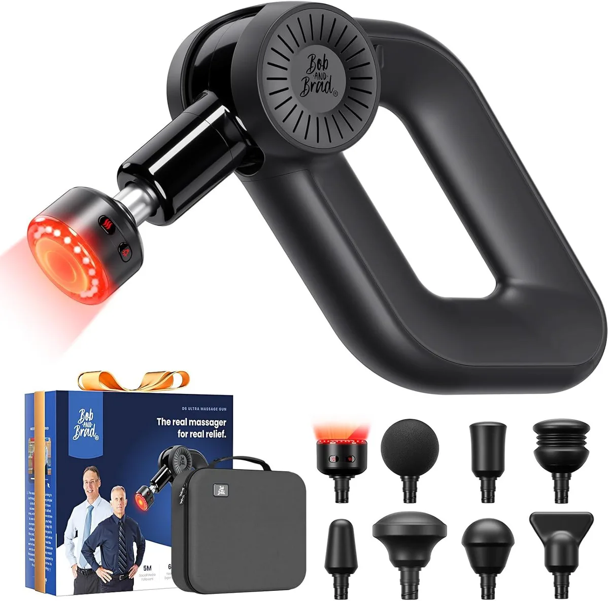 Bob and Brad Bob and Brad D6 Pro-G Massage Gun Infrared 16mm 85lbs 1500-2500 RPM Black — 商品写真